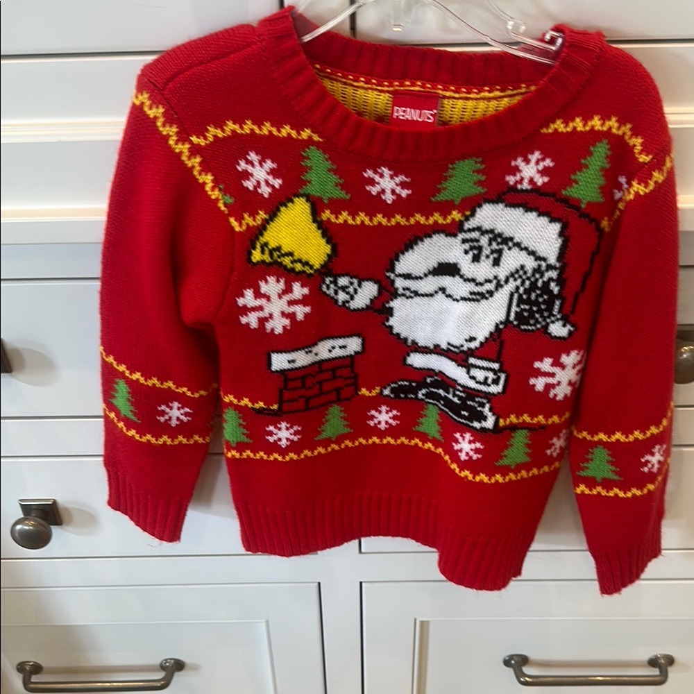 Peanuts Red Holiday Sweater with Santa Design